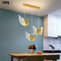new product modern ledchandelier aluminum alloy acryl luminaire dimmable swan luxury hanging lights for restaurant gold