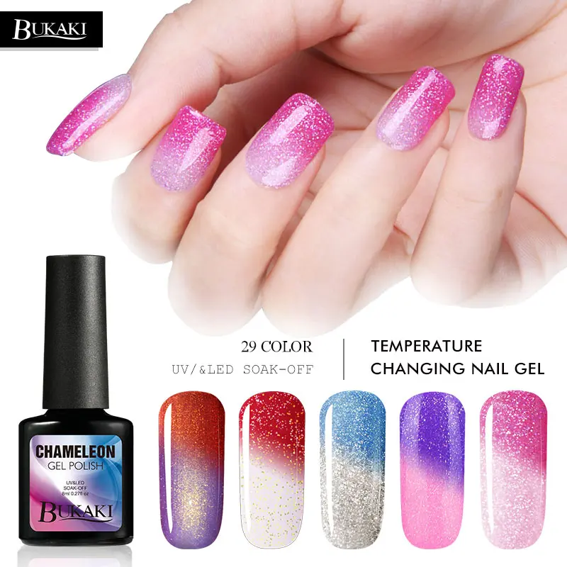 BUKAKI блеск меняющий Цвет Гель лак для ногтей 28 цветов УФ Гибридный Vernis