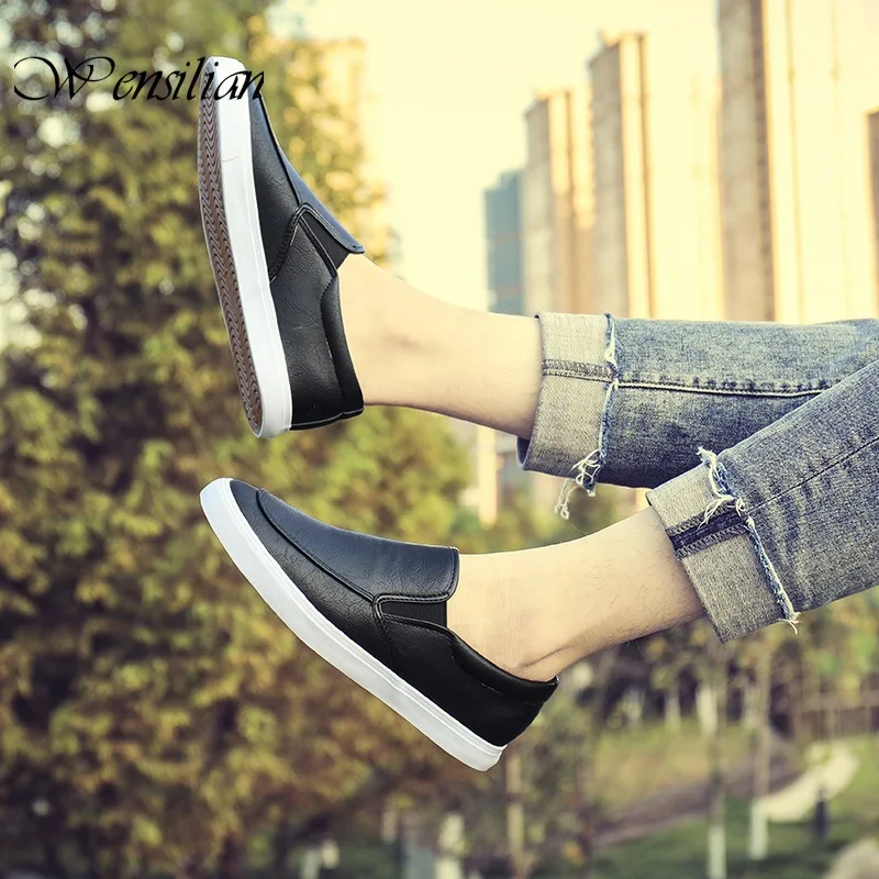 Leather Loafers Mens Casual Shoes Slip on Flats Fashion Male Loafer Breathable Men shoes Soft Trainers zapatos de hombre | Обувь