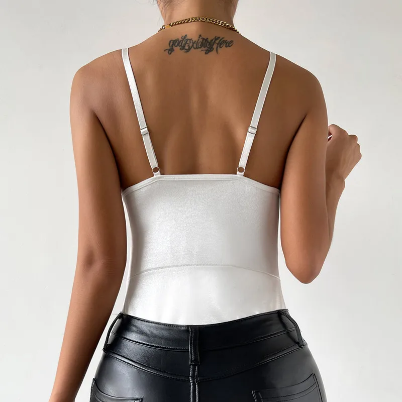 

Mixcb White spaghetti strap Up Cross Bandage For Women One Piece Bodycon Bodysui 2021 summer new style