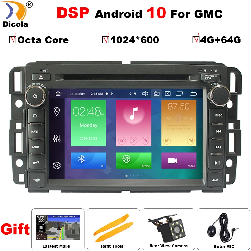 Android 10 2Din автомобильный Радио авторадио Автомобильный DVD плеер для GMC Chevrolet Chevy Yukon