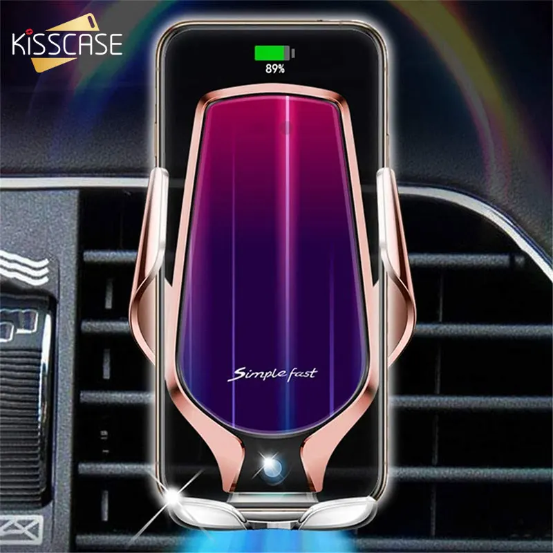 automatic clamping car wireless charger holder 10w phone smart infrared sensor air vent mount mobile phone stand glowing hold free global shipping