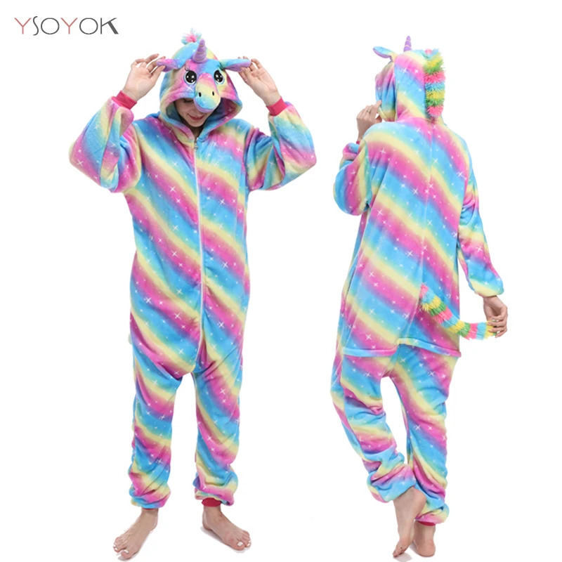 Kigurumi Pajamas Kids Unicorn Onesie Cartoon Boy Girl Animal Stitch Jumpsuit Baby Pyjama Women Sleepwear Winter Sleepers Blanket
