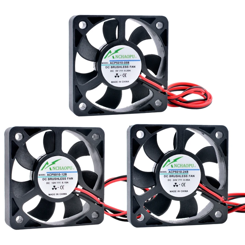 ACP5010 5cm 50mm fan 50x50x10mm DC5V 12V 24V 2pin Cooling fan suitable for micro-chassis router inverter power supply charger images - 6