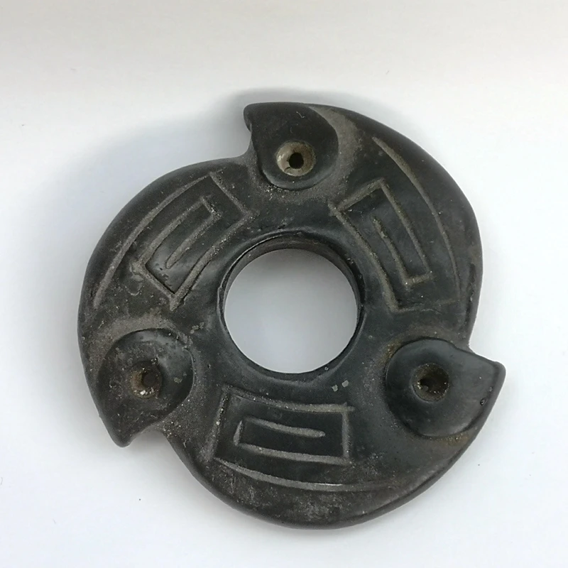 

YIZHU Culture художественная коллекция старой китайской культуры Hongshan черная Нефритовая резьба кулон НЛО