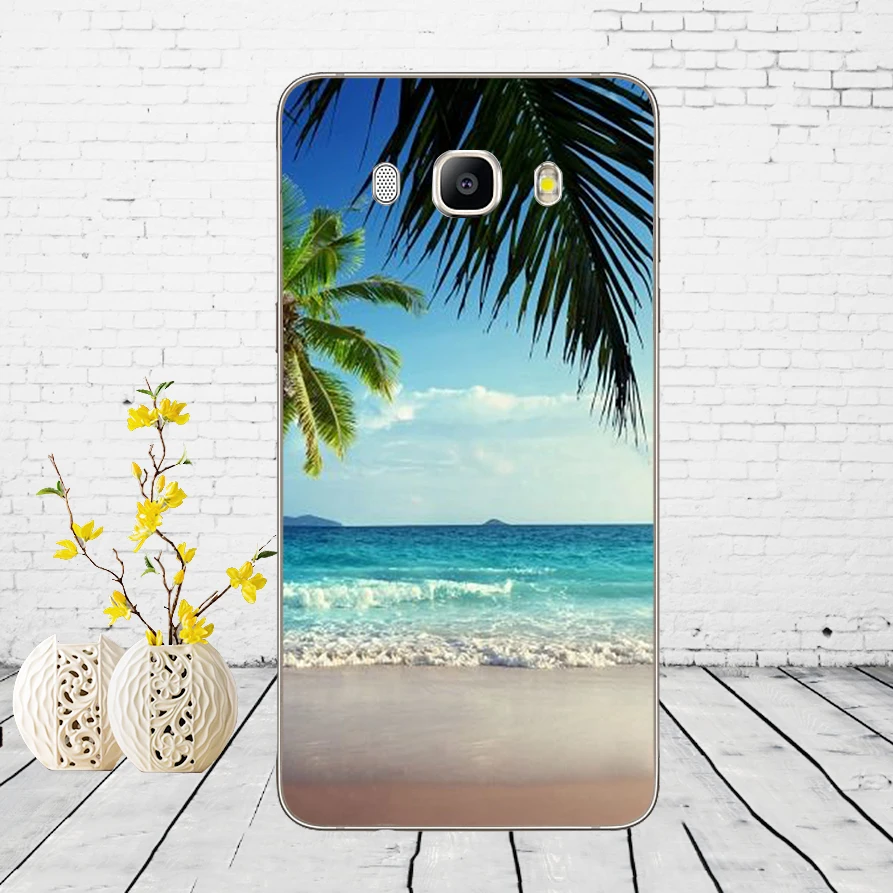Летний пляж на закате на море пальмы чехол с елкой Крышка для samsung Galaxy a3 a5 A6 A8 j3 j5 j7