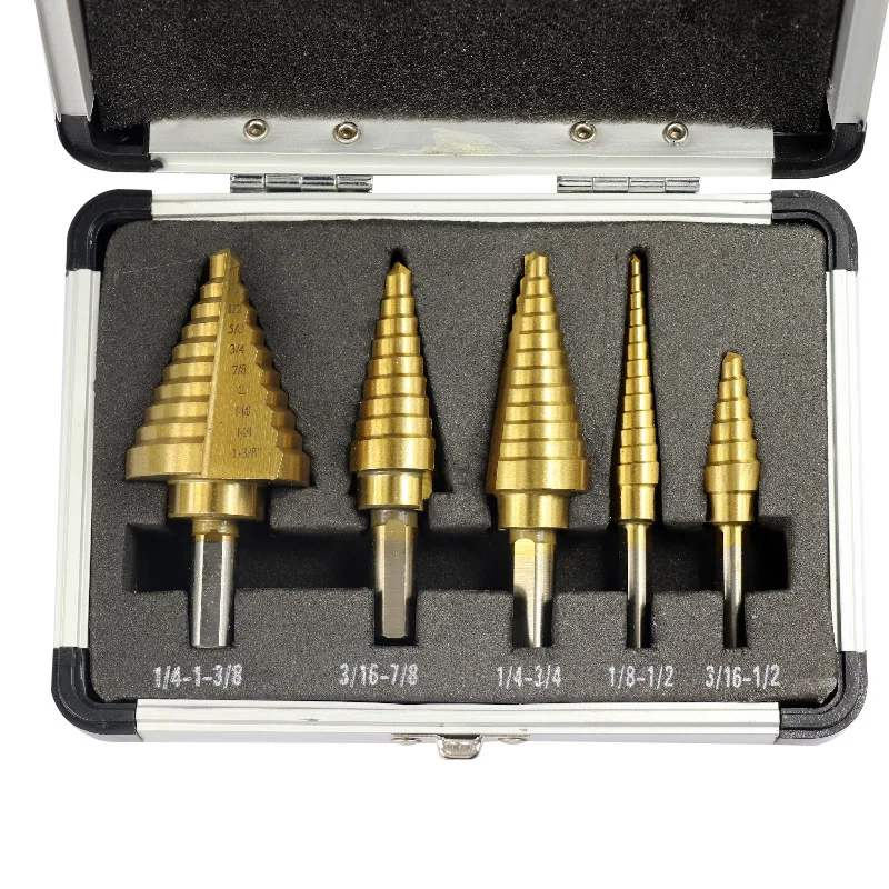 

5Pcs HSS Steel Cobalt Step Drill Bit Metal Hole Cutter Tool Wood Cone Core Drilling Center Punch for Accurate Locator