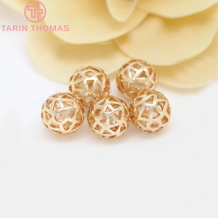 6 шт 10 мм позолоченные латунные круглые бусины разделители 24 К цвета