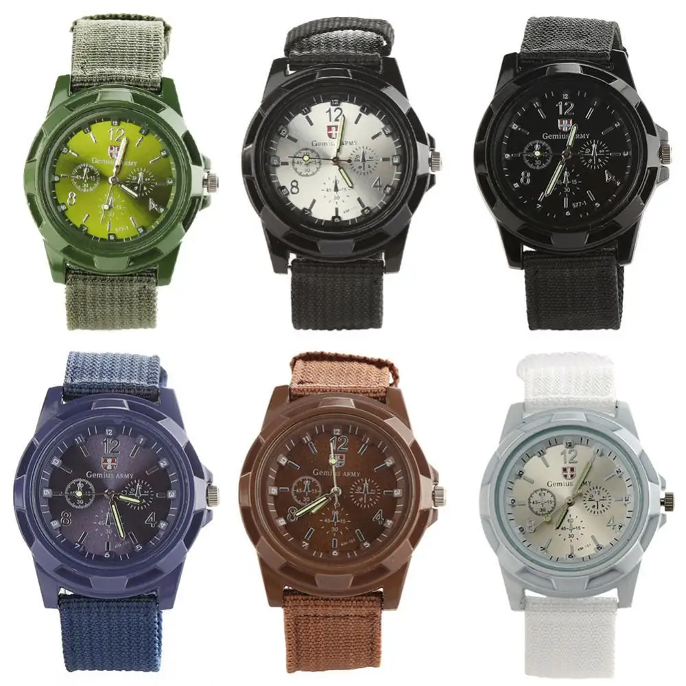 

Men's Fashion Military Army Style Nylon Band Sports Analog Quartz Wrist Watch Men Watches Vintage Watch Business Watches Chic