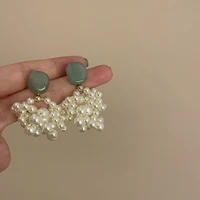 925 silver needle diamond pearl earrings korean design net red temperament atmospheric earrings fashion lady creative earrings