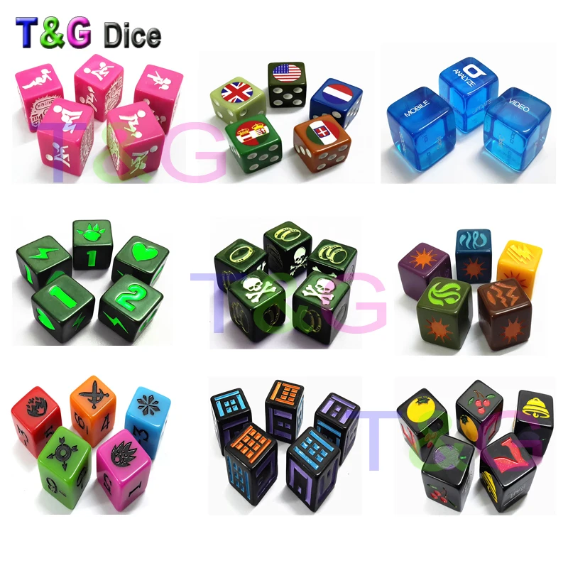 T & G 16 мм индивидуальные D6 игральные кости для персонального логотипа!
