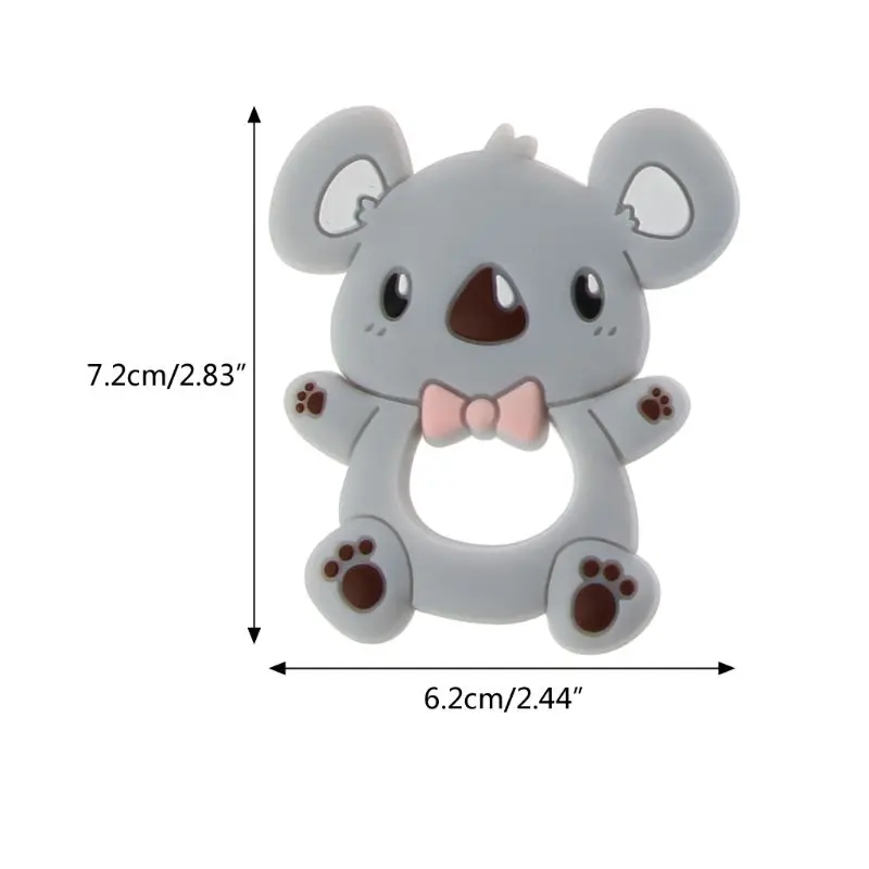 

Safe Cartoon Baby Teethers BPA Free Cute Animal Koala Infant DIY Ring Teether Toddler Silicone Chew Charms Kids Teething