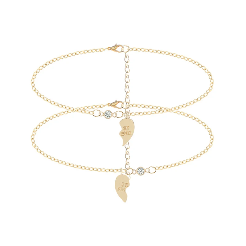 2 шт./компл. Модные Браслеты Круглый Кристалл цепь сердце пара браслет лучший друг