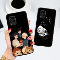 totoro miyazaki hayao anime cartoon phone case black color for xiaomi 11 10 10t pro lite redmi note 7 8 9 10 9a 9t cover coque