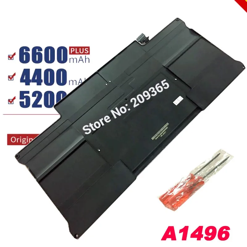 7.6V 54.4Wh A1496 A1466 Laptop Battery For Apple MacBook Air 13" A1405 A1377 A1369 Late 2010 Mid 2011 2013 Early 2014 Free