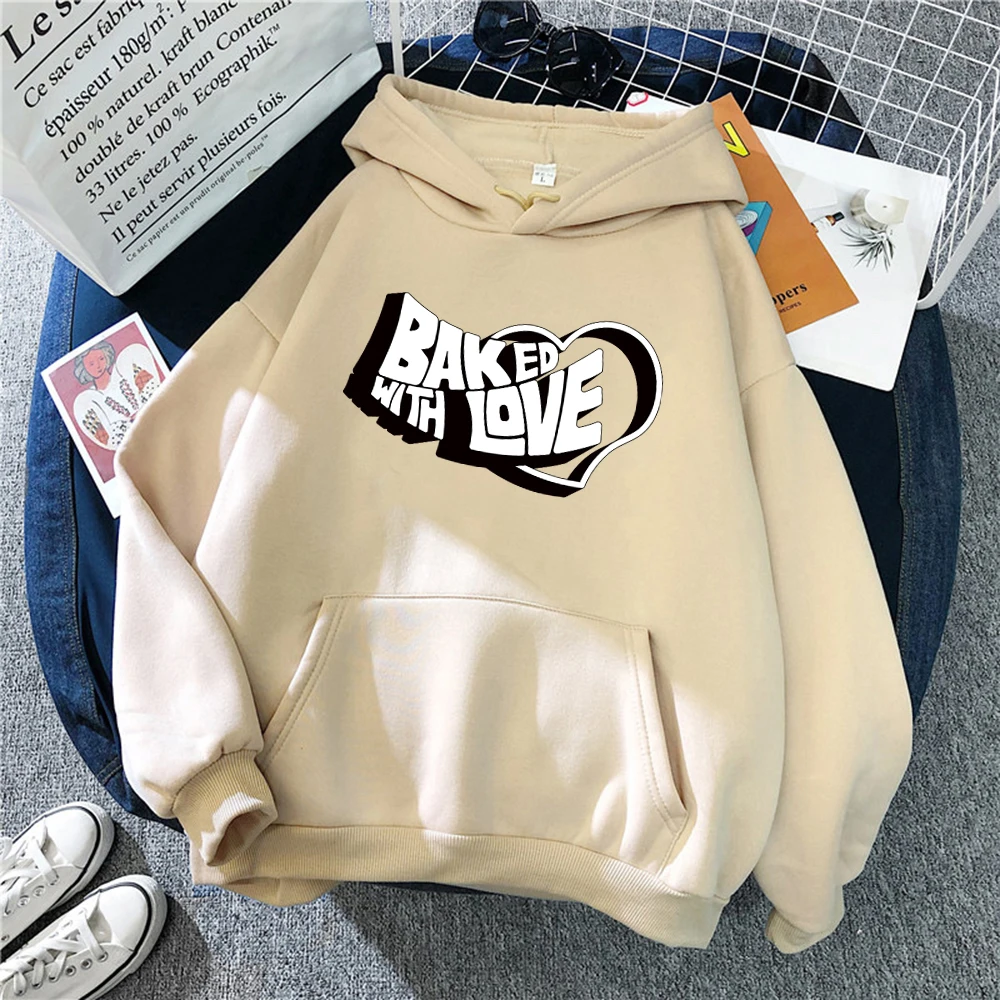 

Baked With Love Printed Hoodies Woman Fashion Hip Hop SweahoodiesFleece Warm Oversize Clothes New Autumn O-Neck Female Hoodie