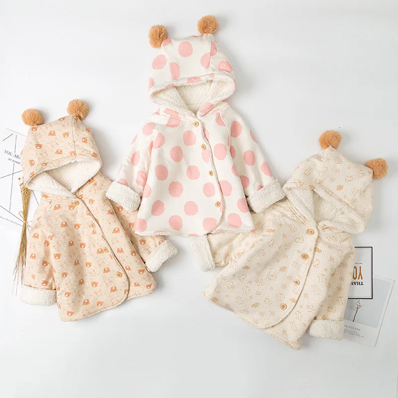 

Детская одежда, теплая куртка для новорожденных, Утепленная зимняя куртка из хлопка с подкладкой, куртка с длинным рукавом для мальчиков и д...