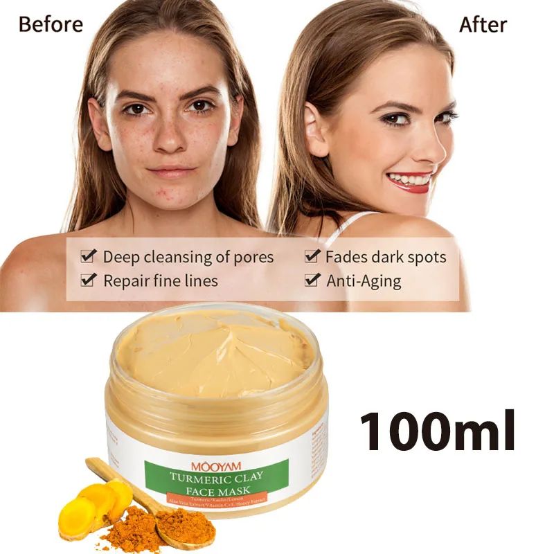 

Cleansing Mask Turmeric Mud Smear 3pcs 100ml ​Moisturizing Soften Keratin Remove Acne Improve Skin For Male Female Skin Care
