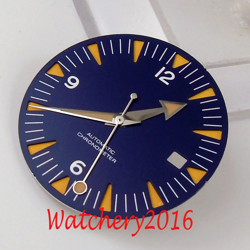 

31mm blue sandwich sterile Watch Dial for Miyota 8215 8205 Movement (dial + hands)