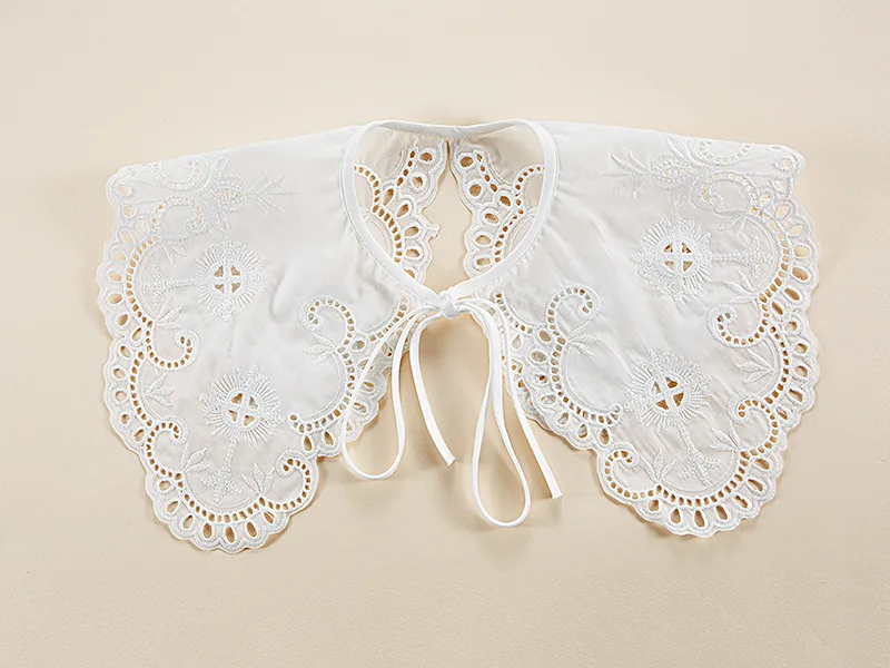 Linbaiway большой лацкан искусственный воротник для женщин Цветочная вышивка полые