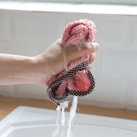 nonstick coral velvet hanging hand towels kitchen dishclout wiping rag super absorbent home washing dish kitchen cleaning towel