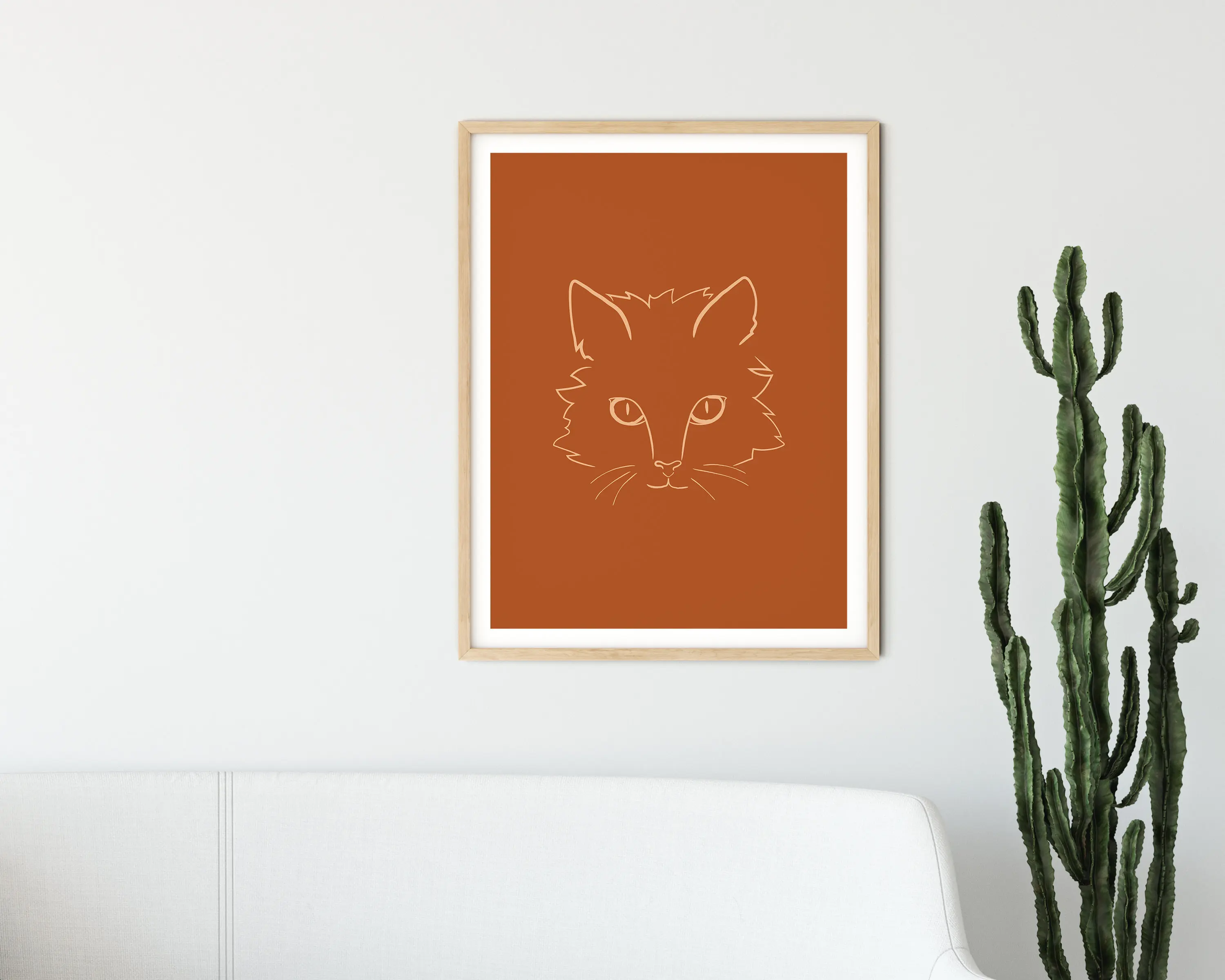 Художественная печать на кошачьей леске | Плакат с котом дома Рисование кошки