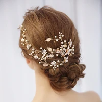 floralbride handmade 3 colors alloy flower leaf pearl bridal headband hair vine wedding hair accessories women girl hair jewelry