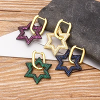 nidin new arrival copper cz star drop earrings for women crystal statement fine party wedding christmas jewelry gift wholesale
