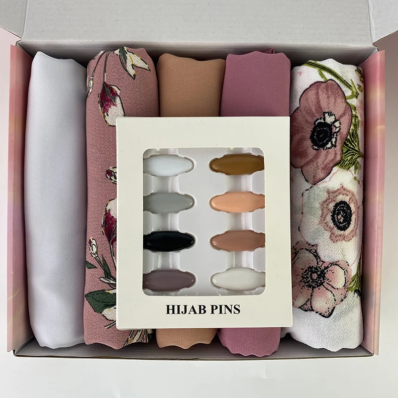 

NEW WOMEN GIFTS BOX HIJABS HIAJBS SET CHIFFON SHAWLS
