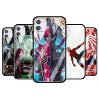 the spiderman marvel tempered glass cover for apple iphone 12 mini 11 pro xs max xr x 8 7 6s 6 plus phone case coque