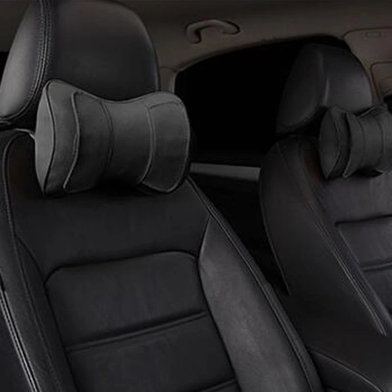 

2pcs Black Dog bone design 100% Brand New And High Quality Leather and fiber filling Car Truck Seat Headrest Neck Rest Pillows