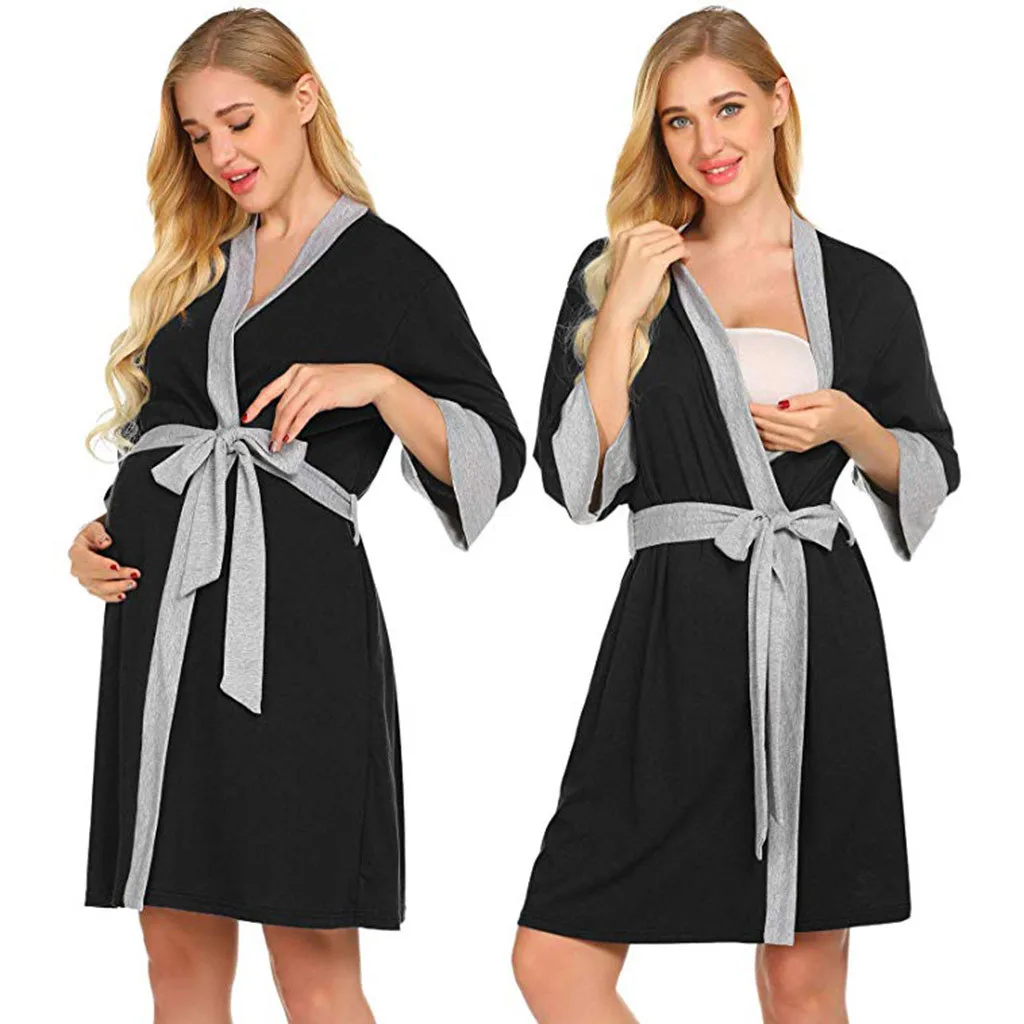 

Maternity Sleeping Clothes Nursing Baby Long Sleeve Robe Nightgowns Breastfeeding Gown Pregnancy Nightwear Maternity Pajama D1#