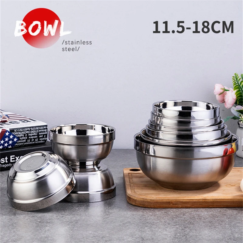 Двухслойная изоляционная миска из нержавеющей стали для риса каши супа соус