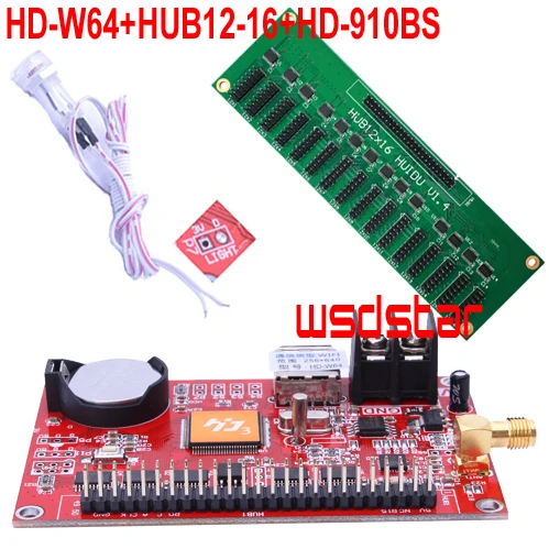 HD W64 + HUB12 16 910BS датчик яркости * 1024*256 USB WIFI один и два цвета P10 светодиодная карта