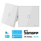 SONOFF T2 EU WiFi настенный выключатель 433 RF с сенсорной панелью Luxuray, Автоматизация работы с Google Home Alexa, поддержка EWelink