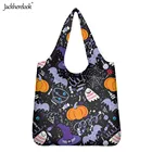 Jackherelook Экологичная женская сумка для покупок с рисунком тыквы на Хэллоуин, женская сумка-тоут, женская сумка через плечо