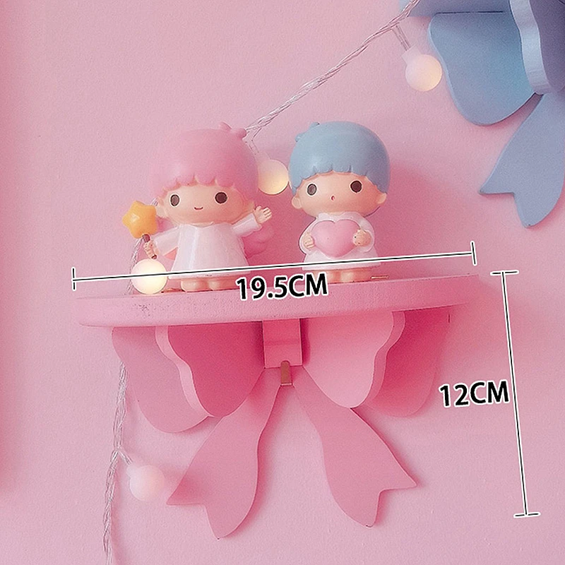 Japanese Kawaii Pink Bow Bedroom Shelves Wall-mounted Cosmetic Wooden Storage Rack Girly Heart Room Decoration Wall Shelf | Дом и сад