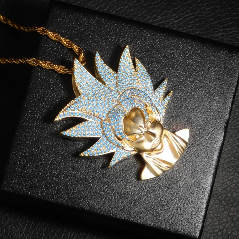 TOPGRILLZ Iced Out Dragon Ball Character Monkey King ожерелье, подвеска из золота Серебряный кубический цирконий в стиле хип-хоп Очаровательная цепочка ювелирный подарок