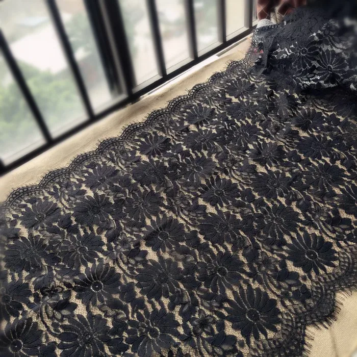 63cm wide thick black hollow eyelash lace accessory clothing skirt dress fabric | Дом и сад