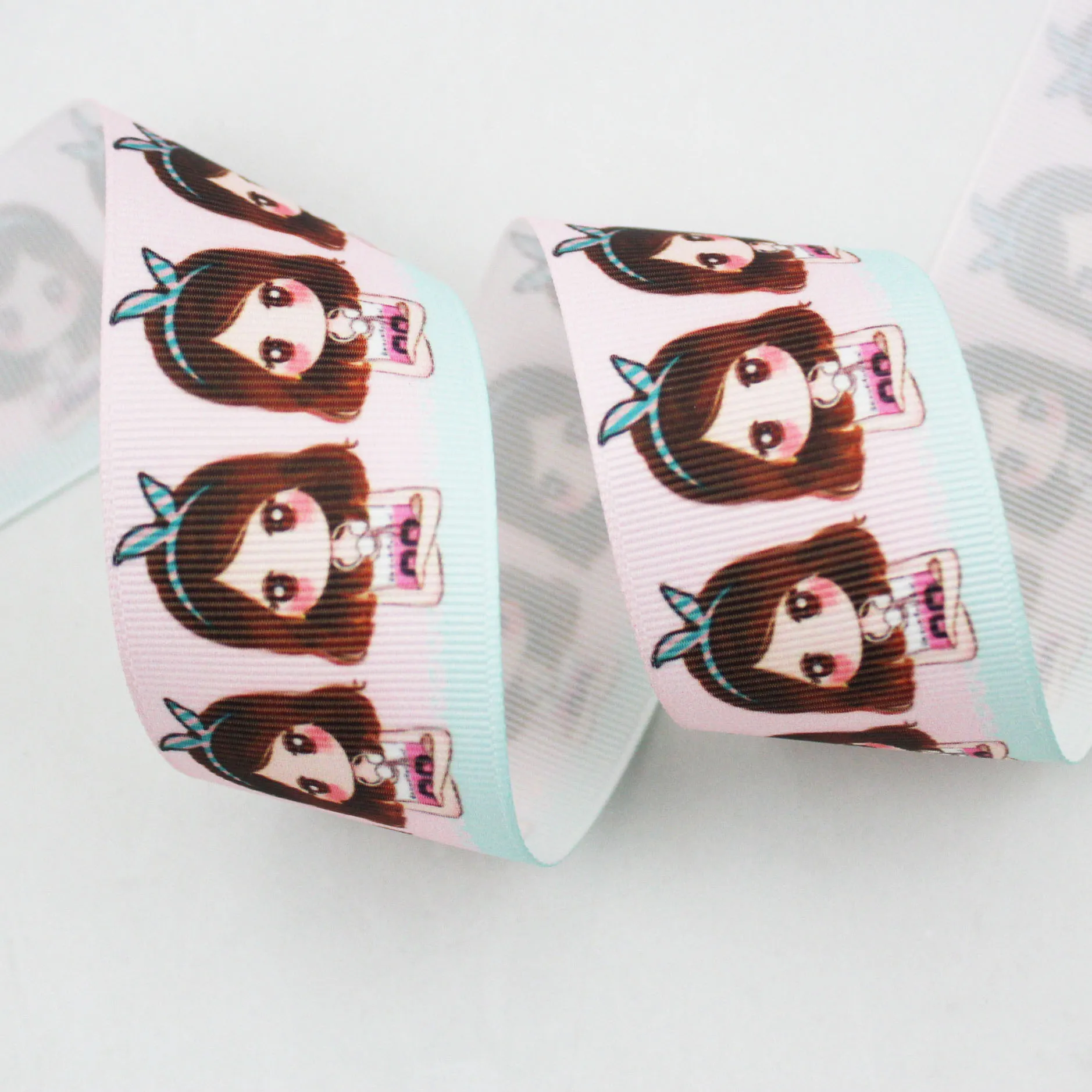 

Cute cartoon girl printed grosgrain ribbon 9-75mm DIY handmade materials christmas wedding gift wrap tape ribbons
