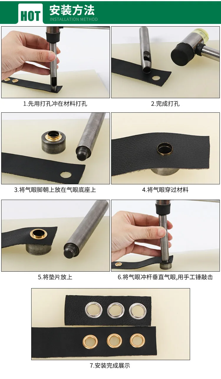

1 Set Handmade Metal Eyelets Mold Tool 3.5-20mm Eyelets Tool Grommet installation Carbon Steel DIY Accessories High Quality