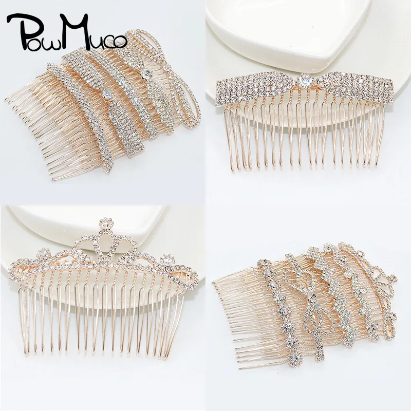 

Powmuco Сияющие Стразы бантом гребень для волос для женщин и девочек ручной работы роскошные свадебные головные аксессуары для волос, сплав в ф...