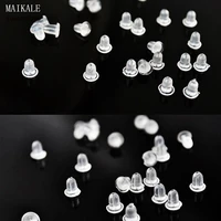 maikale new 50pcs lot 5mm rubber stoppers transparent plastic bullet shape ear plugging diy jewelry accessories wholesale