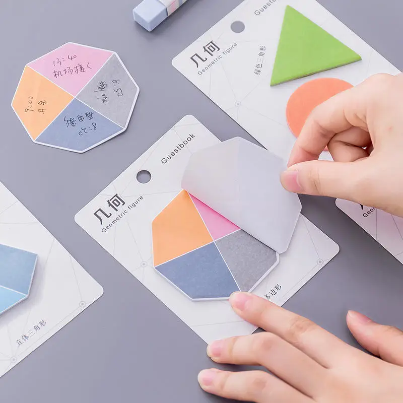 

1Pack Sticker Colorful Student Message Sticker N Times Memo Pad Creative Geometric Shap Notes Pad School Office Label Su