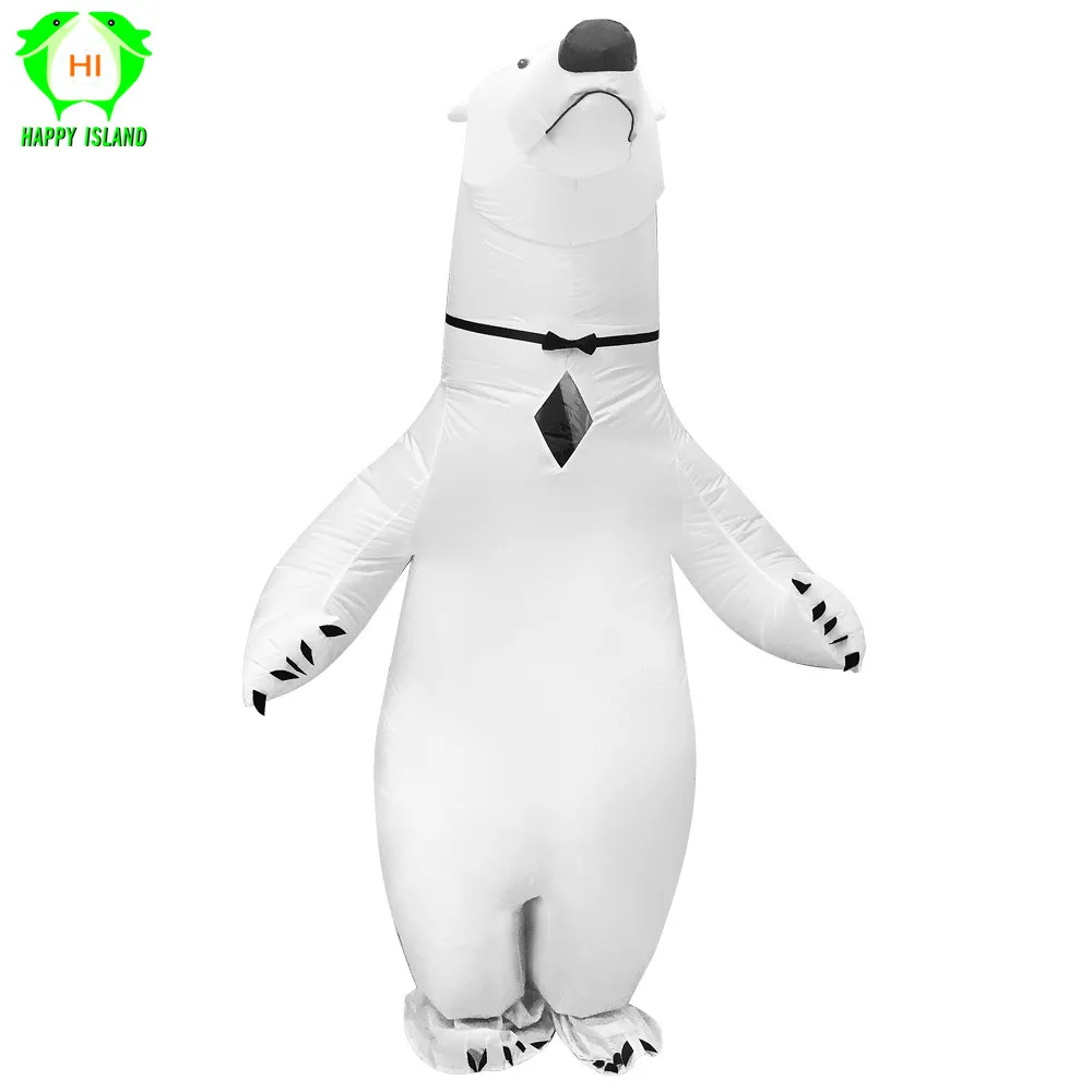 Взрослый надувной костюм милый белый полярного медведя одежда для представлений