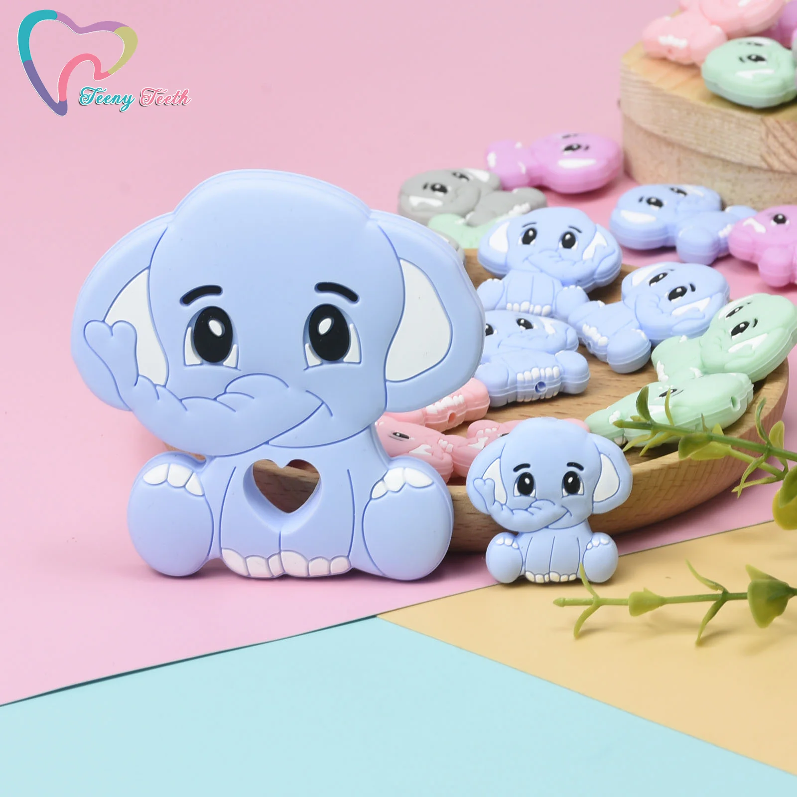 Mordedor de elefante de silicona para beb&eacute;, colgante de silicona de grado alimenticio, juguete de dentici&oacute;n para beb&eacute;, regalo, 1 unidad-2