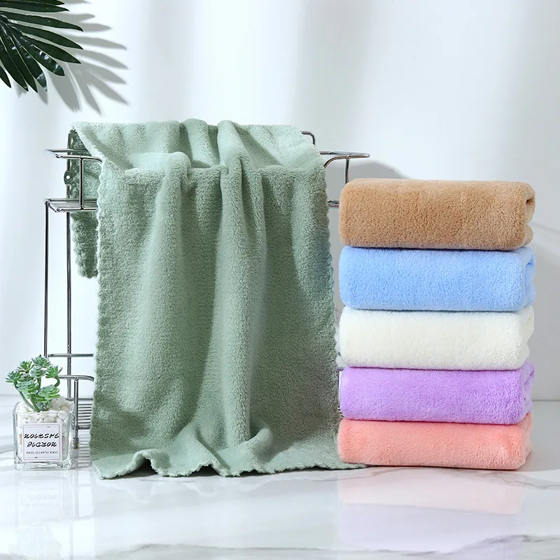 

30*60cm Soft Corals Fleece Towel Well-absorbing Bath Towel for Home Hand Face Shower Won't Pill Solid Colors M2