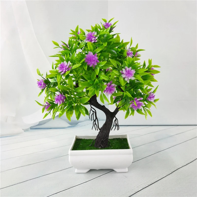 Искусственные цветы в горшках поддельные растения бонсай для дома Decoraiton креативные декоративные украшения вечерние украшения для сада и офиса - Цвет: 4-4 purple
