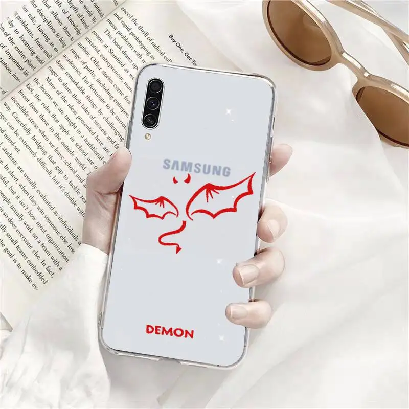 

Demon Angel Couple BFF Cartoon Phone Cases Transparent Clear For Samsung Galaxy A71 A21s S8 S9 S10 plus note 20 ultra