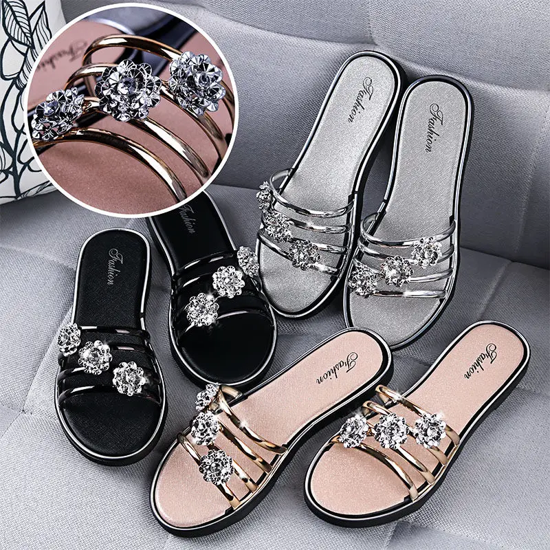 

Sandals And Slippers Women'S New Summer Slippers Flat Bottom Wild Lazy Flip Flops Beach Shoes Flip Flops